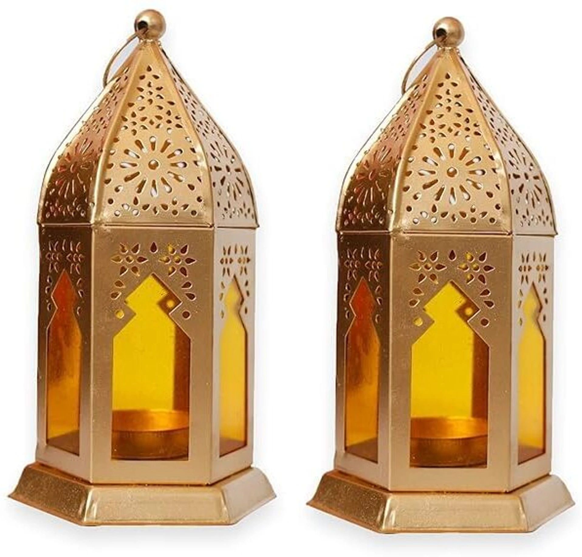 arru handicraft Hanging T-Light Gold, Yellow Iron, Glass Hanging Lantern-picture-25