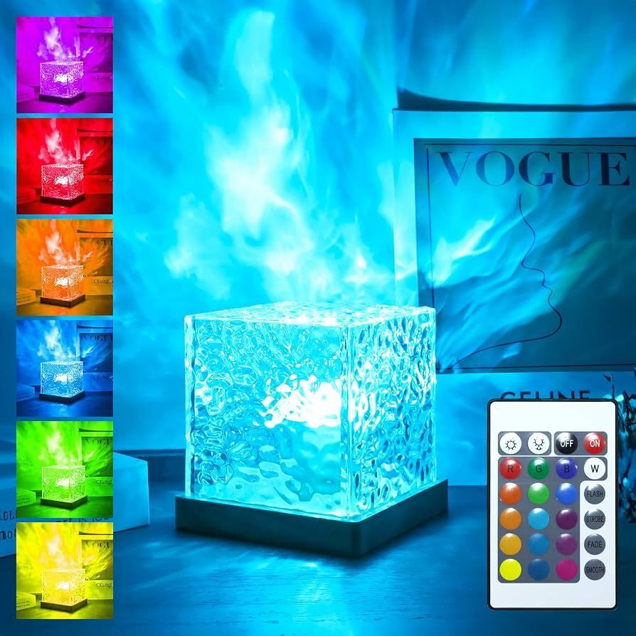 khodiyar enterprises 3D Ocean Wave Crystal Projection Lamp Multicolor Plastic Table Lantern-picture-44