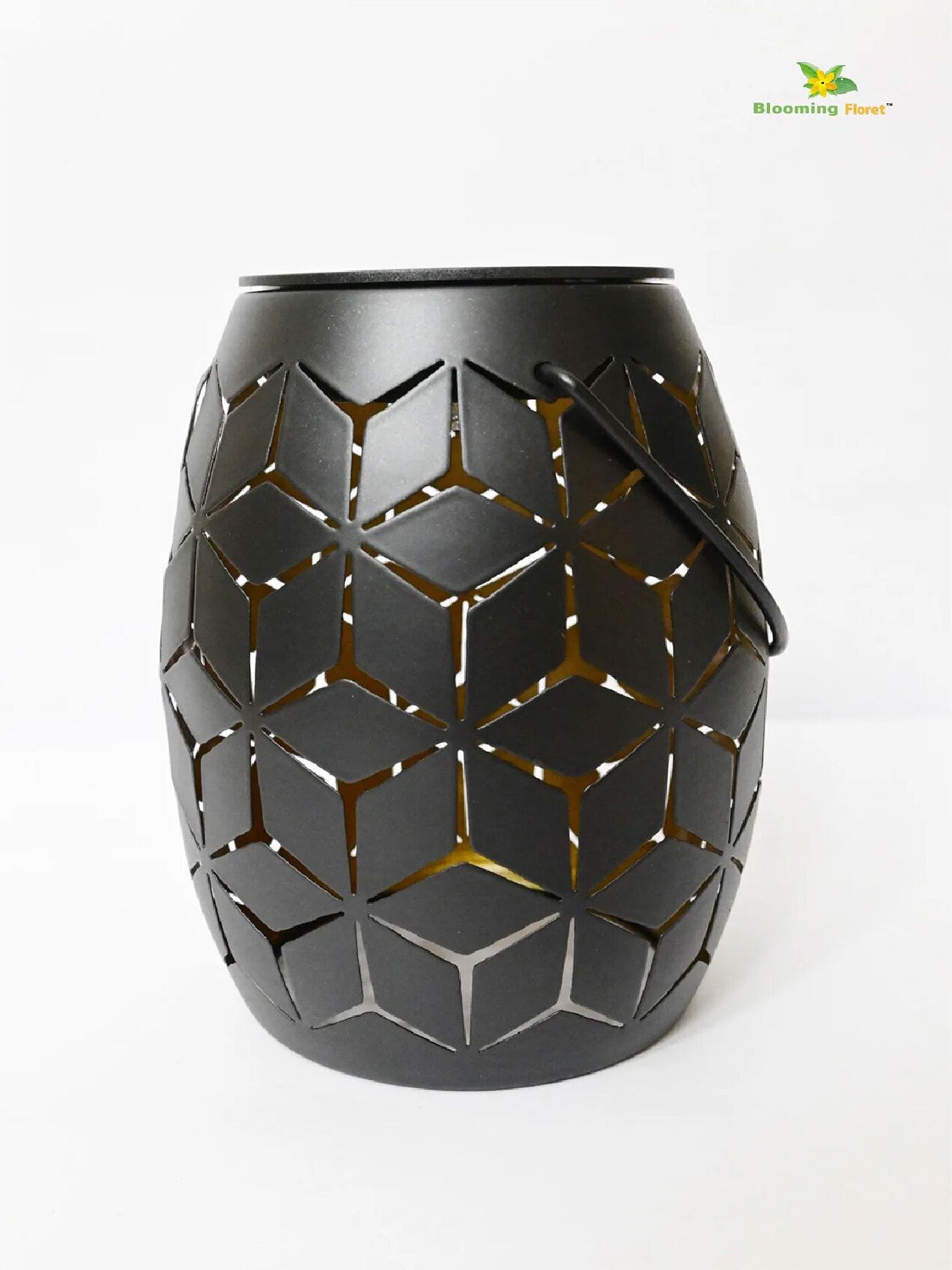 blooming floret Premium Solar Lantern | 21 cm Black Metal Table Lantern-picture-12