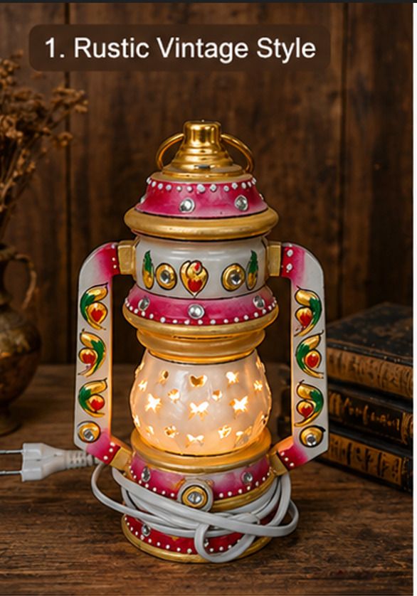 sk handicraft LAMP-06 White, Multicolor Gold Plated Table Lantern-picture-27