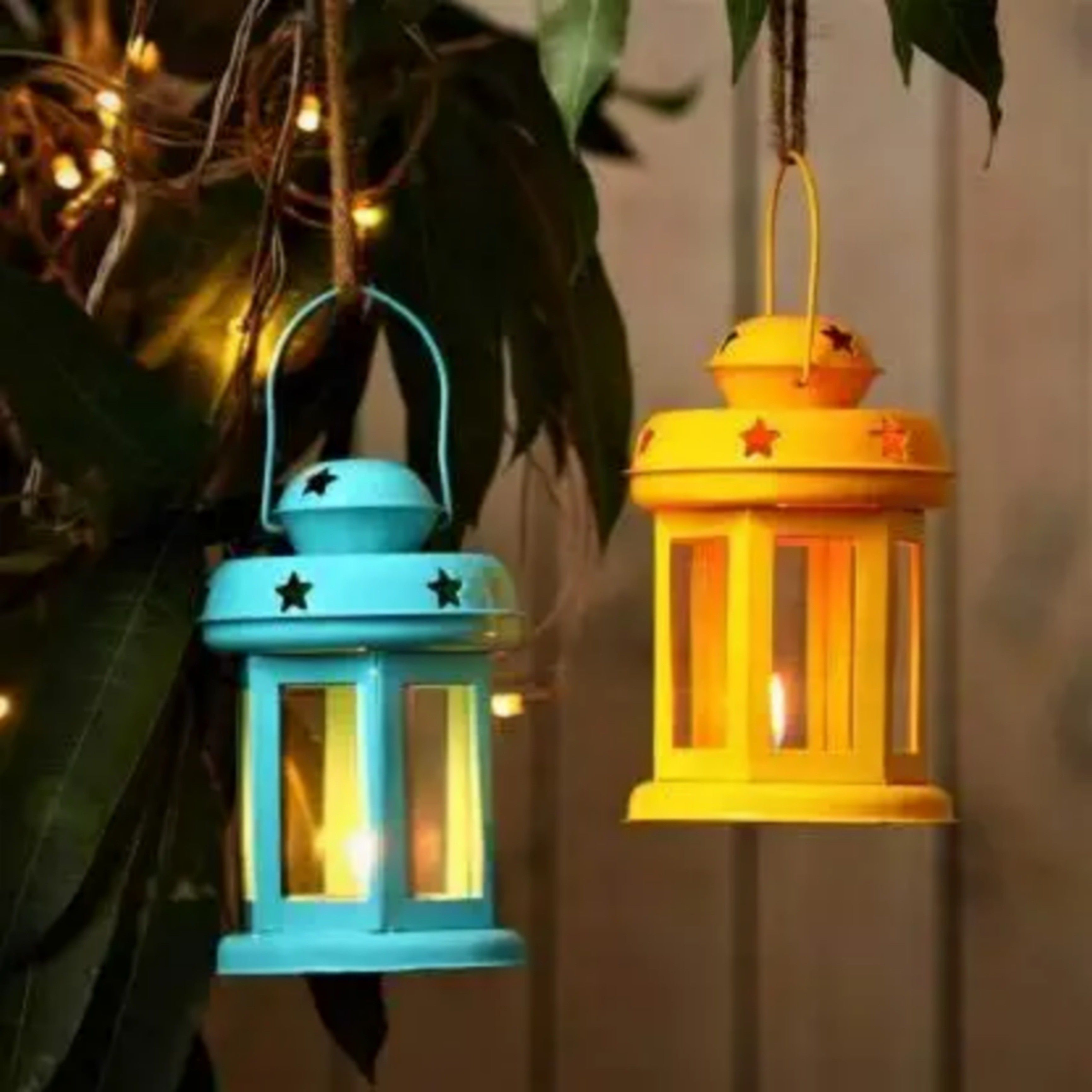 palmary Yellow, Blue Iron Hanging Lantern-picture-20