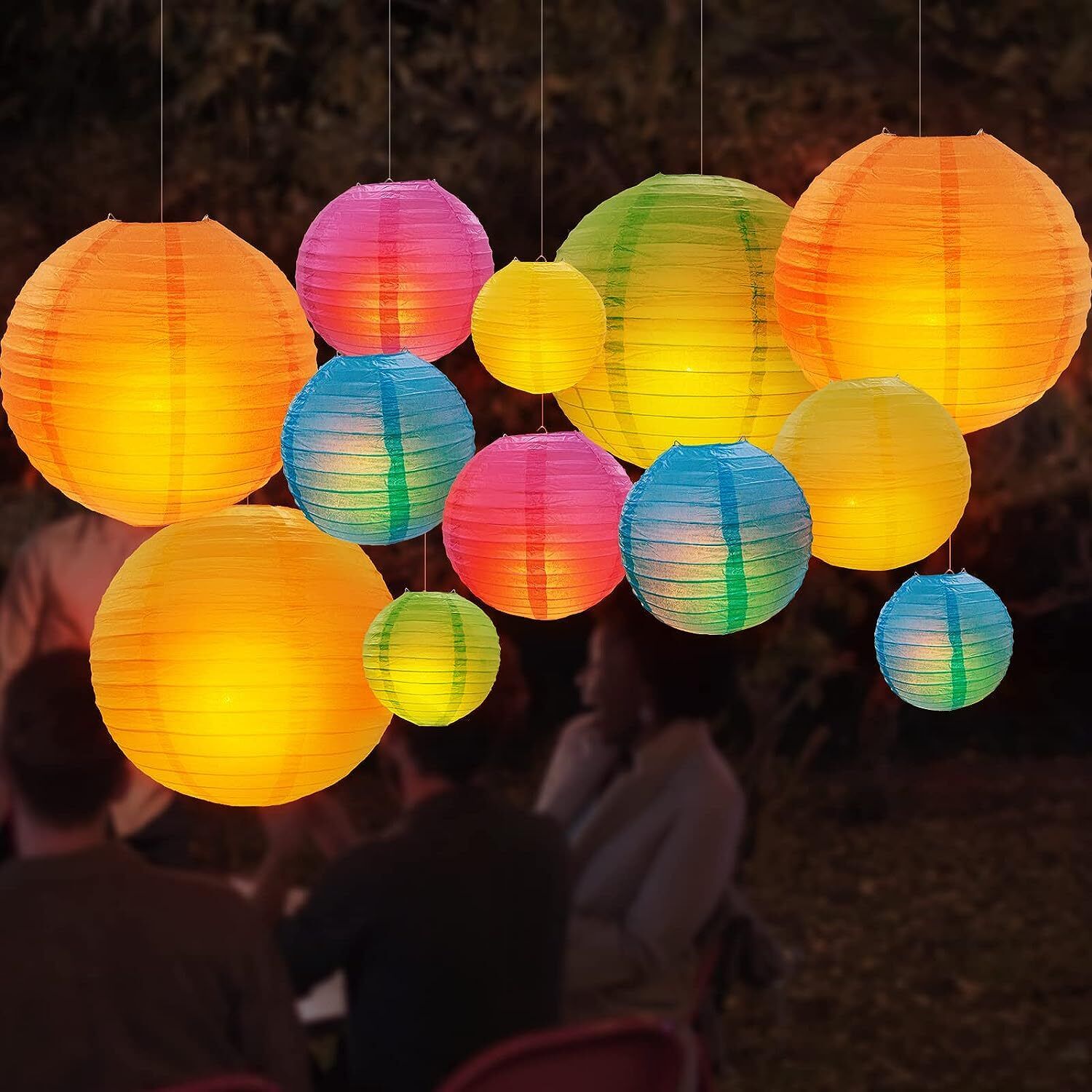 Paper Lanterns Chinese Round Paper Hanging Decorations OP107 Multicolor Paper Hanging Lantern