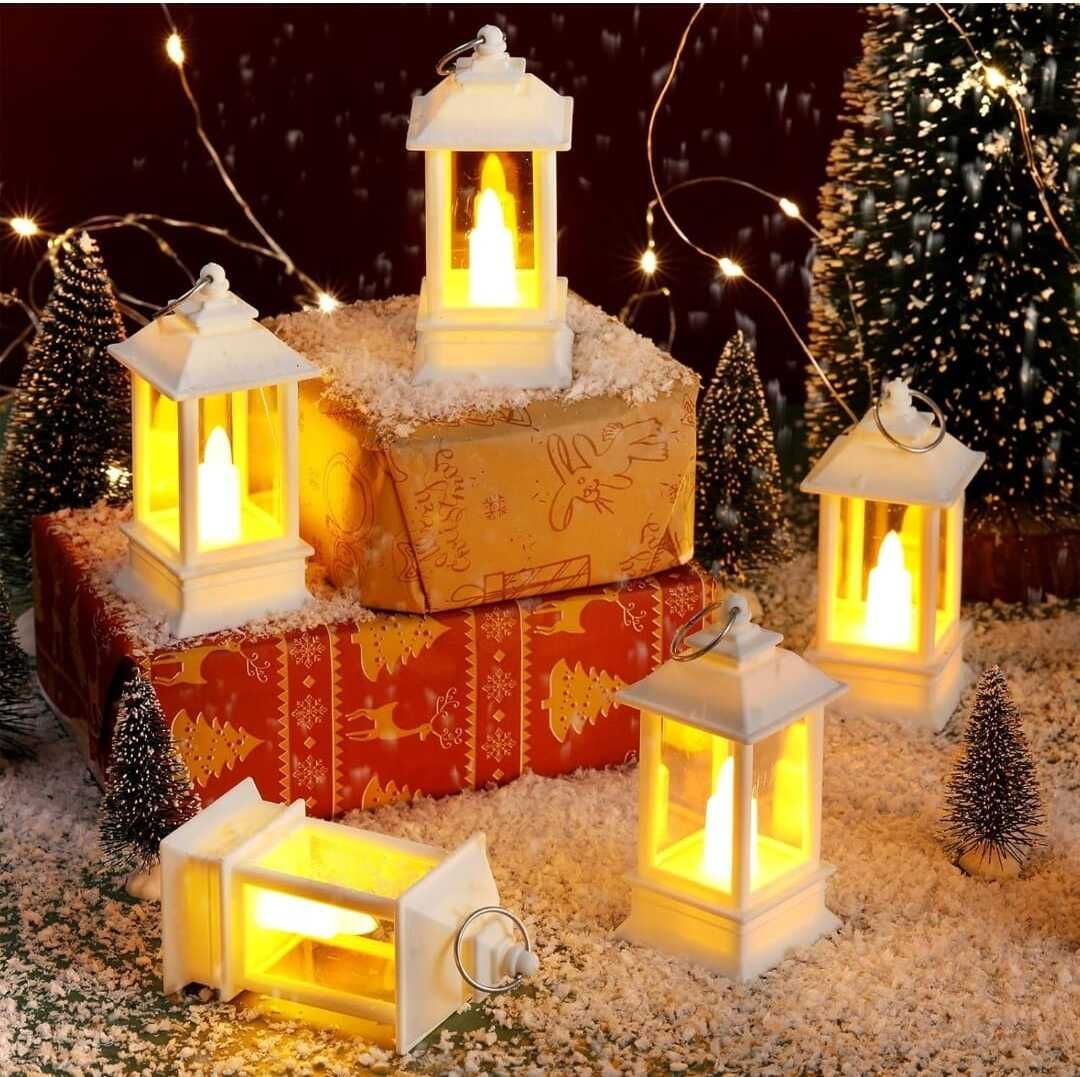 right search Decorative Hurricane Lantern with Flameless LED Candle Black, White Plastic Hanging Lantern-picture-11