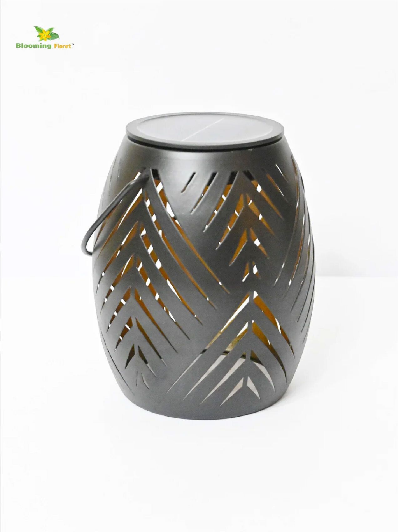 blooming floret Premium Solar Lantern | 21 cm Black Metal Table Lantern-picture-32