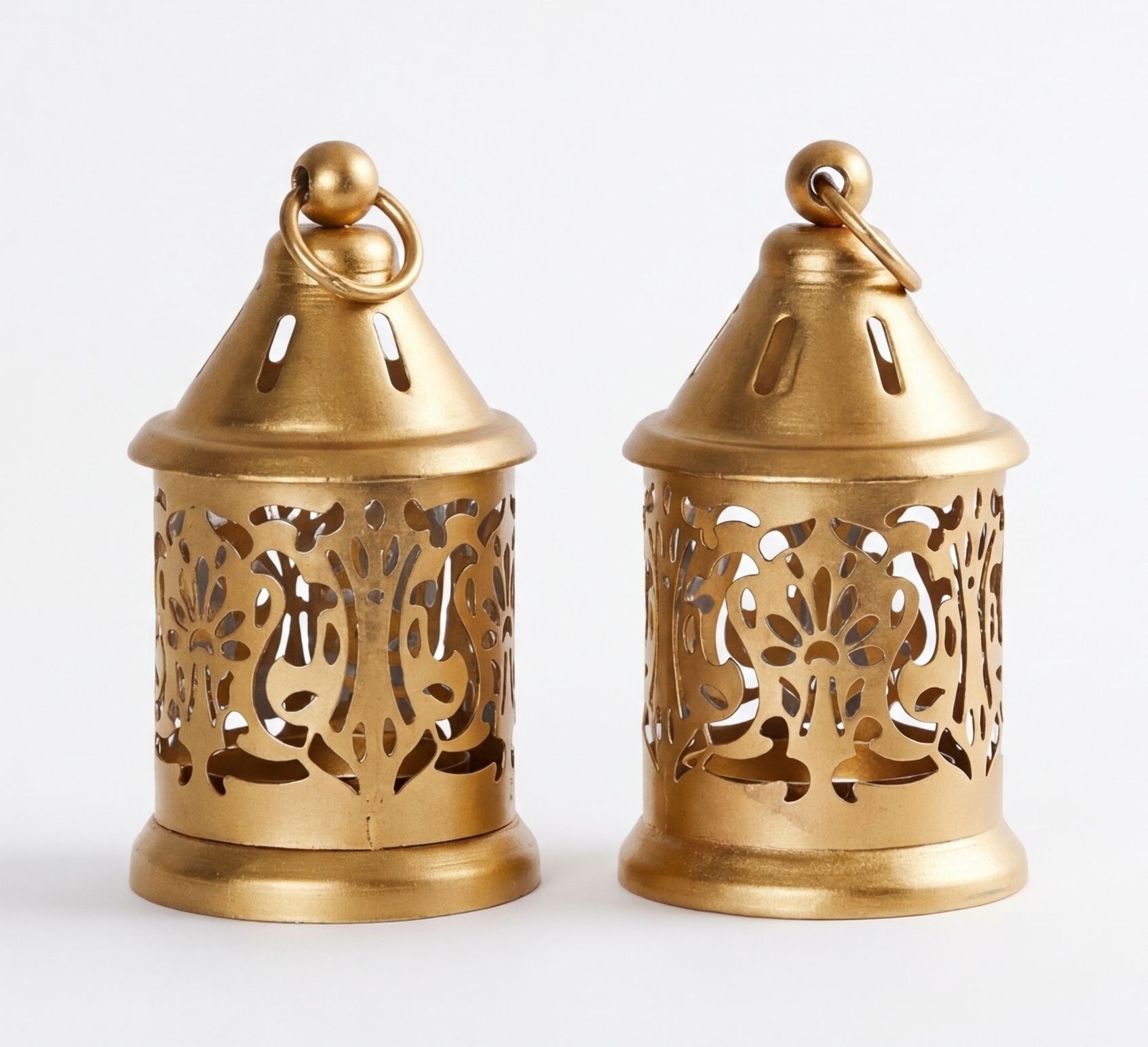 Gold Cutwork Hanging Lantern Set of 2 Gold Iron Hanging Lantern-image-34