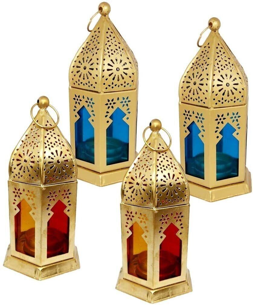 Decorative Metal Hanging Lantern/Lamp/Tealight Candle Holder Gold Metal Hanging Lantern-image-15