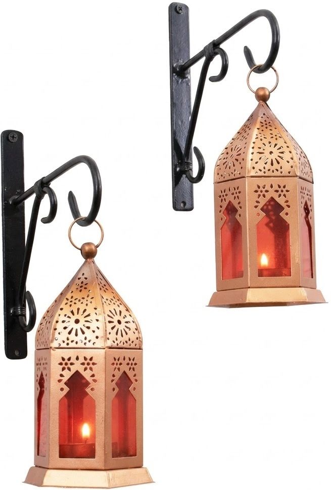 as xtore Metal Decorative Tea Light Candle Holder Lantern Set of 2 Gold Iron Table Lantern-picture-45