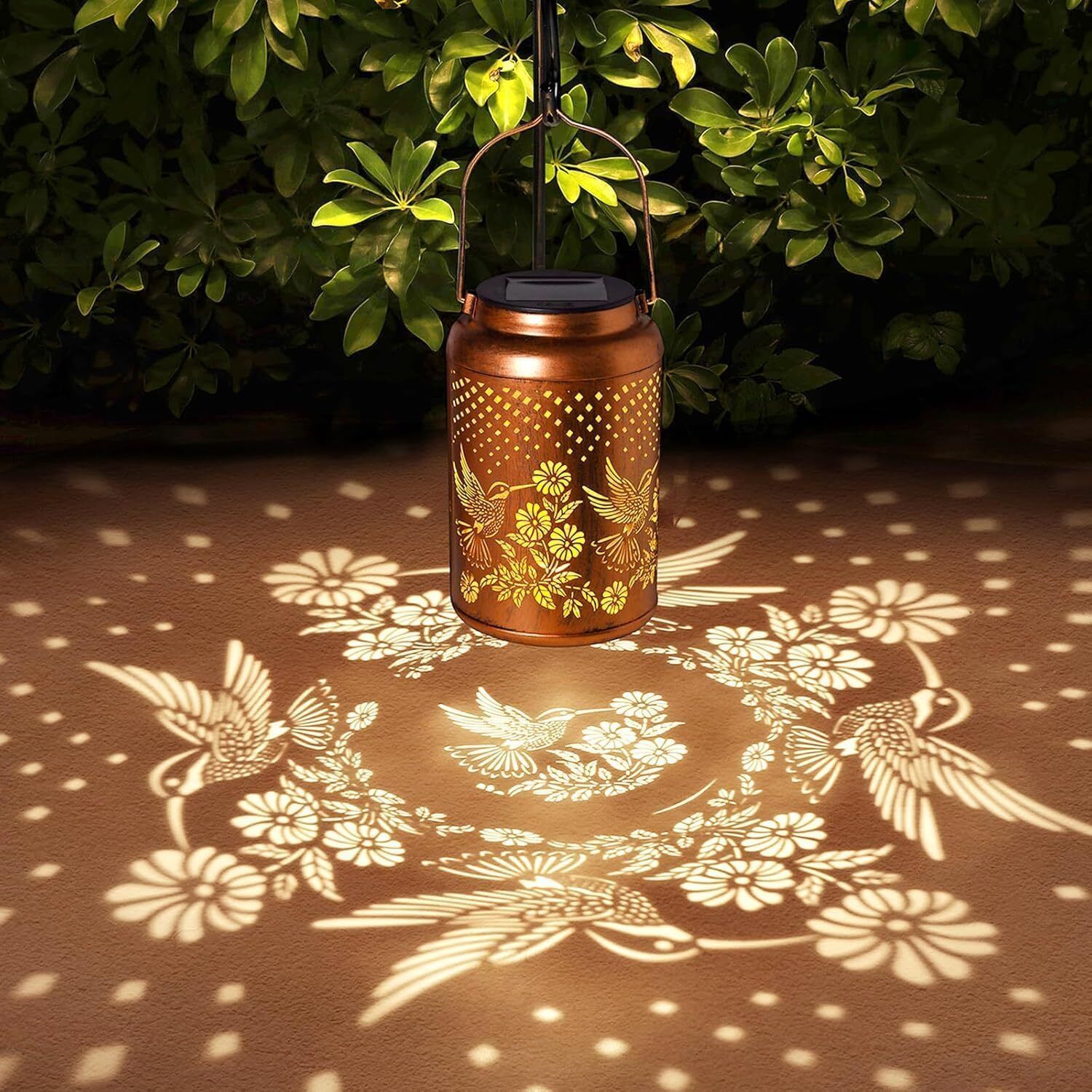 Hummingbird Solar Lights for Outdoor Hanging for Garden,Yard,Lawn,Backyard Brown Plastic Hanging Lantern-image-14