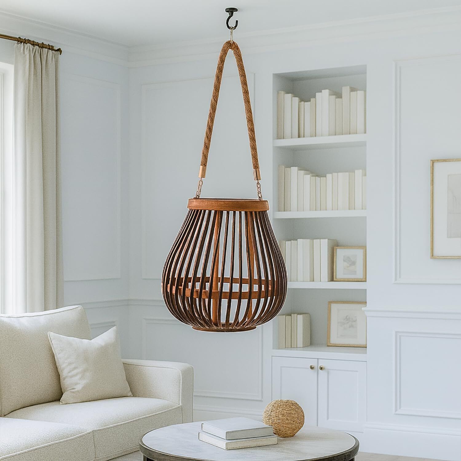 luxe home international Lx_Lamp_2023-269_Cocoa Brown Bamboo Hanging Lantern-picture-29