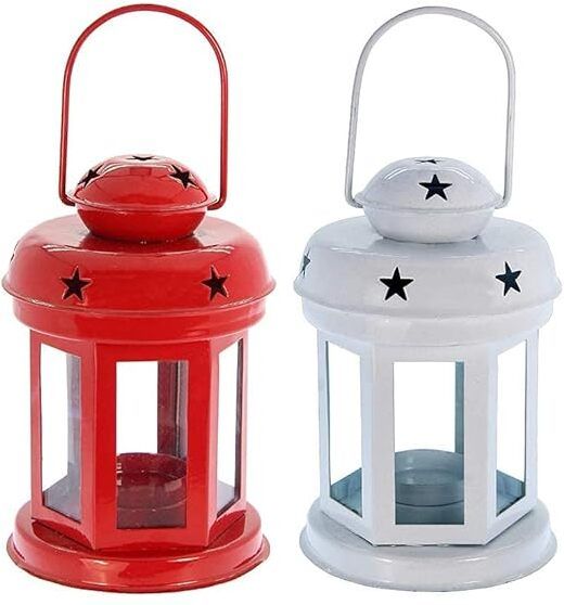 winscrafts Star Lantern Red, White Iron Table Lantern-picture-38