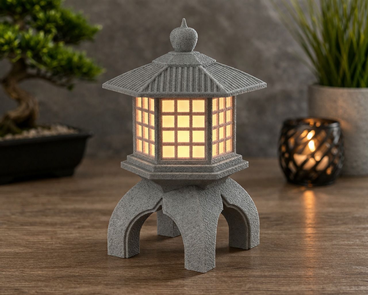 akara Toru Lantern Desk Lamp Grey Polyresin Table Lantern-picture-46