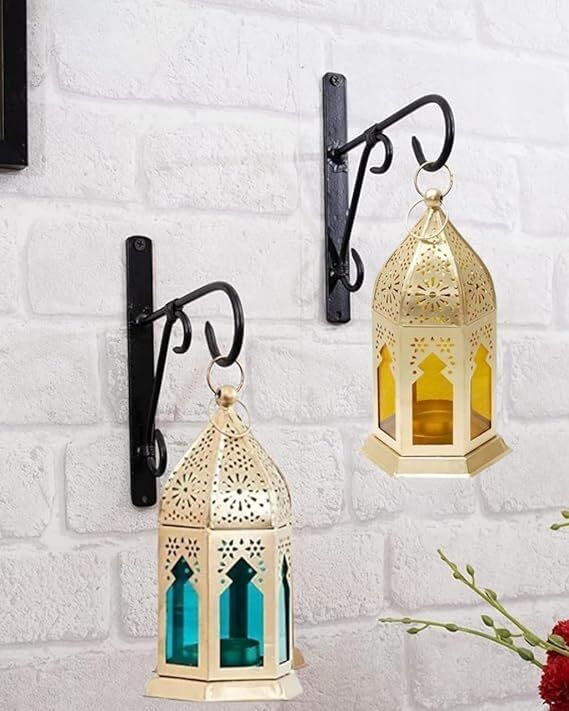 Blue, Red Metal Hanging Lantern-image-33