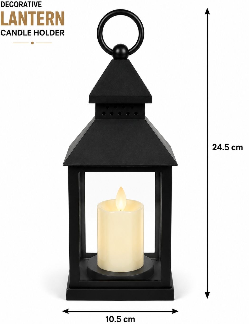 Vintage Lantern Candle Holder Black Decorative Hanging Lantern for Home Decor Black Borosilicate Glass Hanging Lantern-image-5