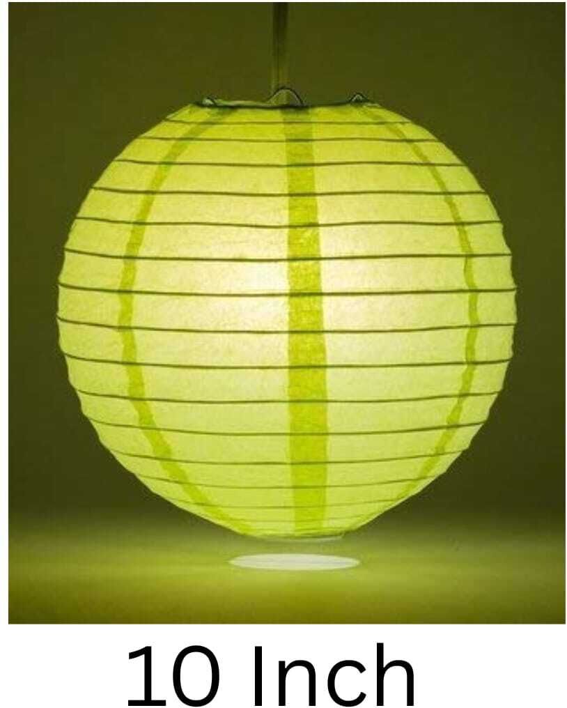 decorgram Decorative 10 Inch Green Paper Lantern for Home, Garden, Party & Festival Décor. Green Paper Hanging Lantern-picture-8
