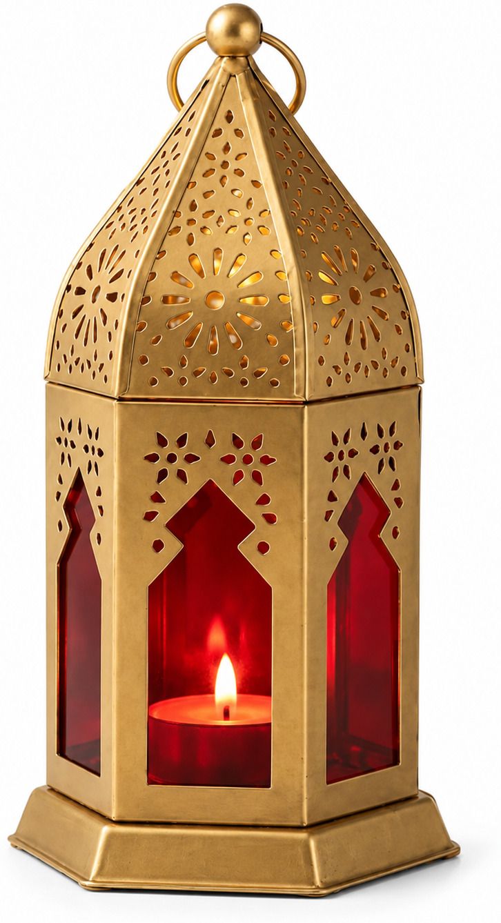 ROTTEN LEAF Moroccan Lantern Red Decorative Hanging Lamp with Candle Holder Gold, Red Iron, Glass Hanging Lantern-image-18