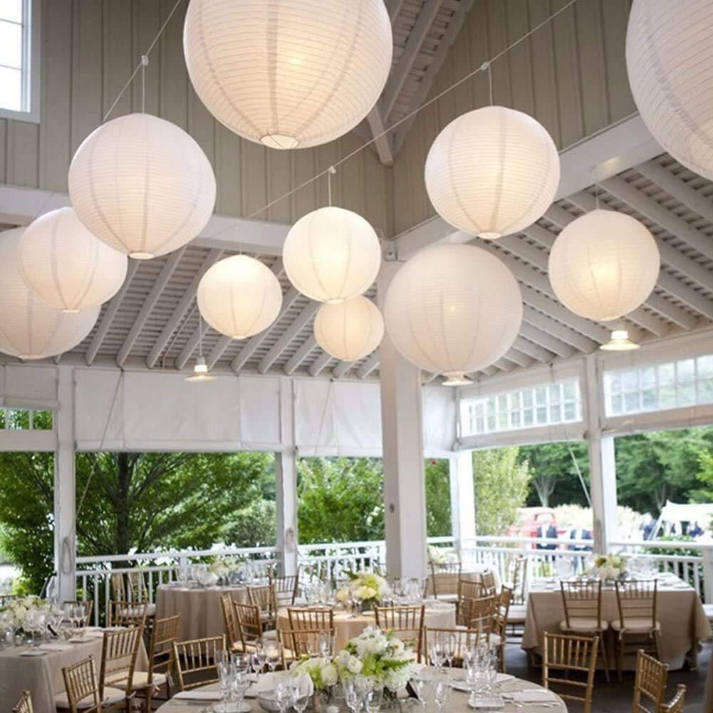 shuang you Hanging paper White Lantern 10Pack of L 12 inch 38 White Paper Hanging Lantern-picture-39