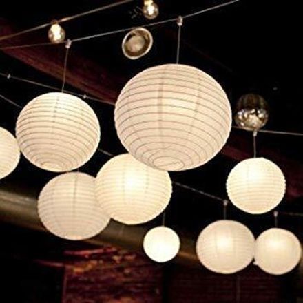 shuang you White Paper Hanging Lantern Pack of 10 L (12 inch) 47 White Paper Hanging Lantern-picture-31