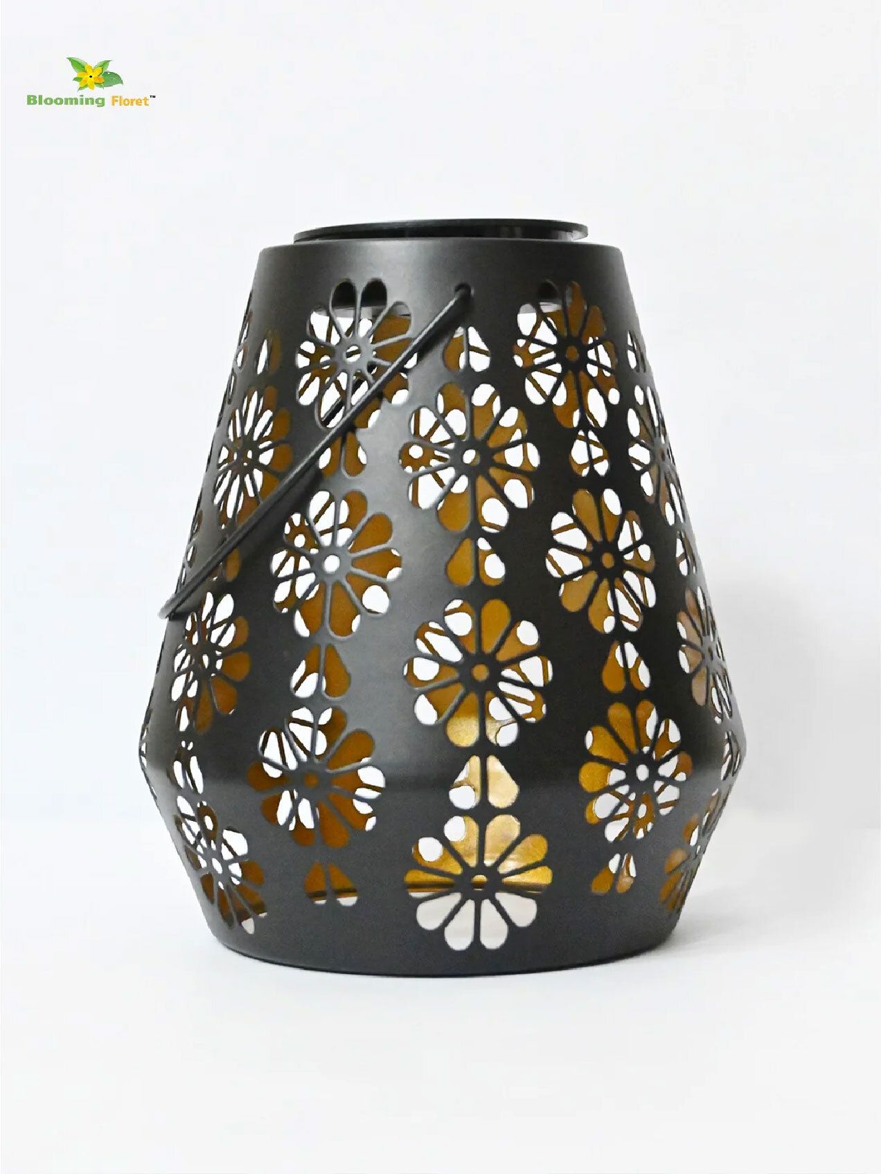 blooming floret Premium Solar Lantern | 21 cm Black Metal Table Lantern-picture-33