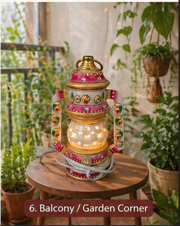 DecorGlow Lamp Multicolor, Pink Marble, Plastic Table Lantern-image-42