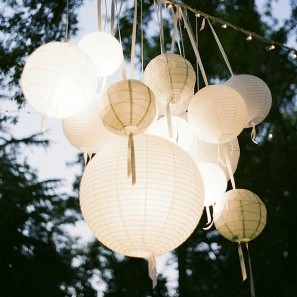 shuang you White Paper Hanging Lantern Pack of 10 L (12 inch) 69 White Paper Hanging Lantern-picture-15