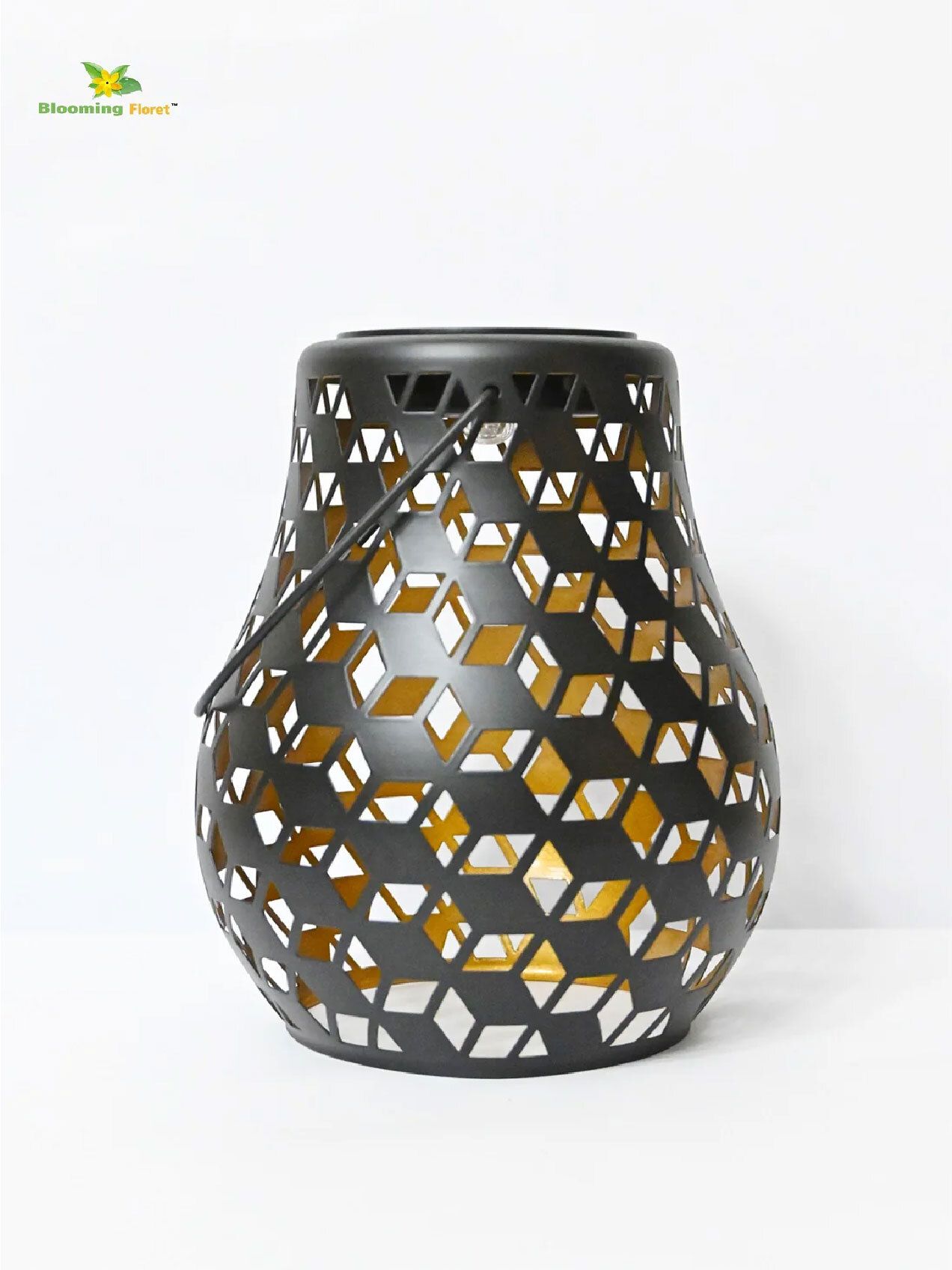 blooming floret Premium Solar Lantern | 21 cm Black Metal Table Lantern-picture-31