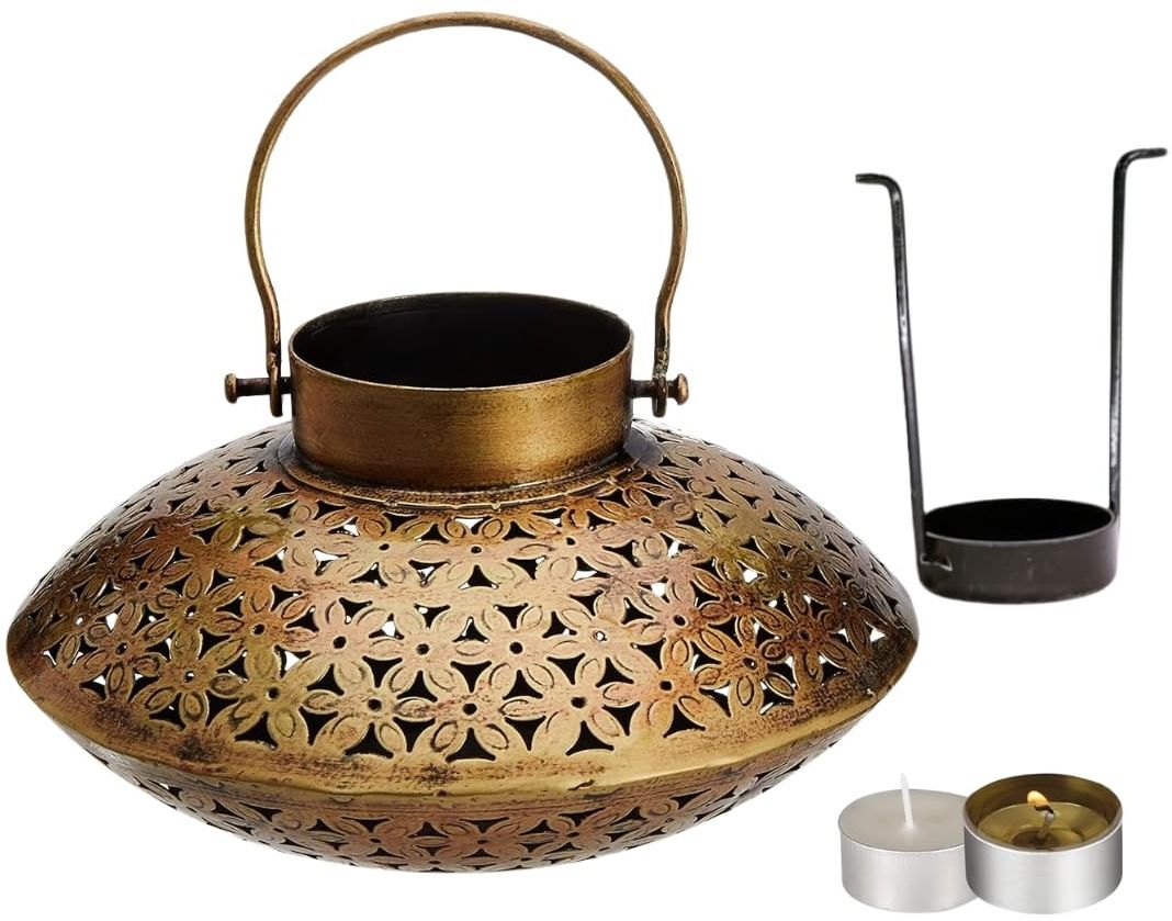 ananya handfab Gold Metal Hanging Lantern-picture-18