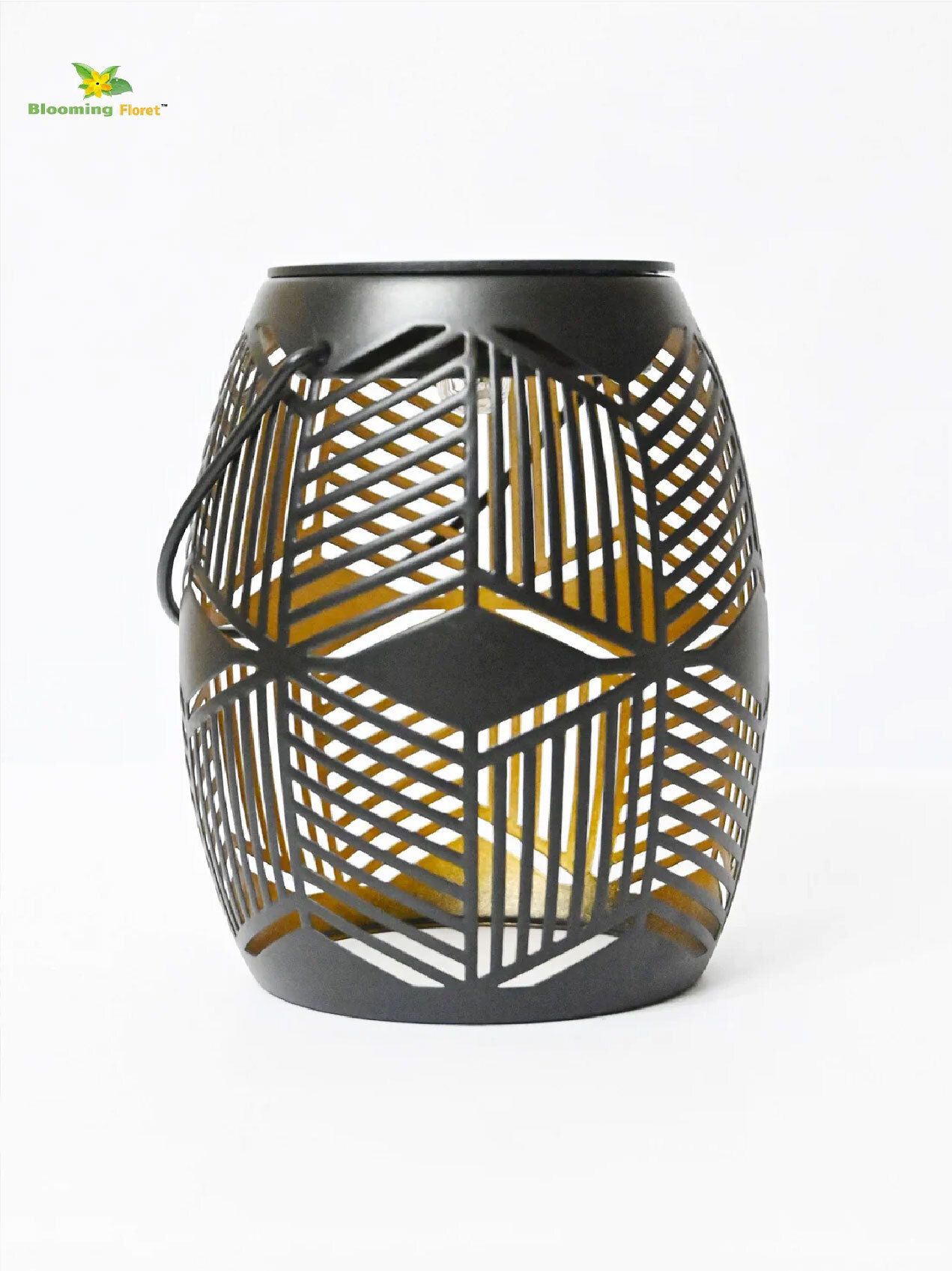 blooming floret Premium Solar Lantern | 21 cm Black Metal Table Lantern-picture-20