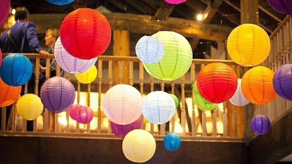 Paper Lanterns Decoration Hanging Ball Set of 10 Hanging Wedding and Party Multicolor Paper Hanging Lantern-image-26