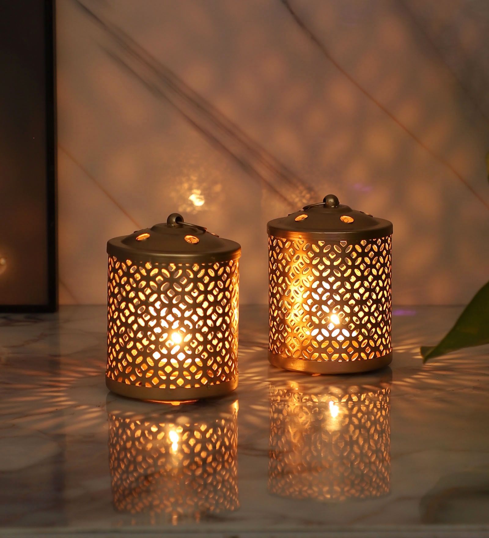 Gold Iron Table Lantern