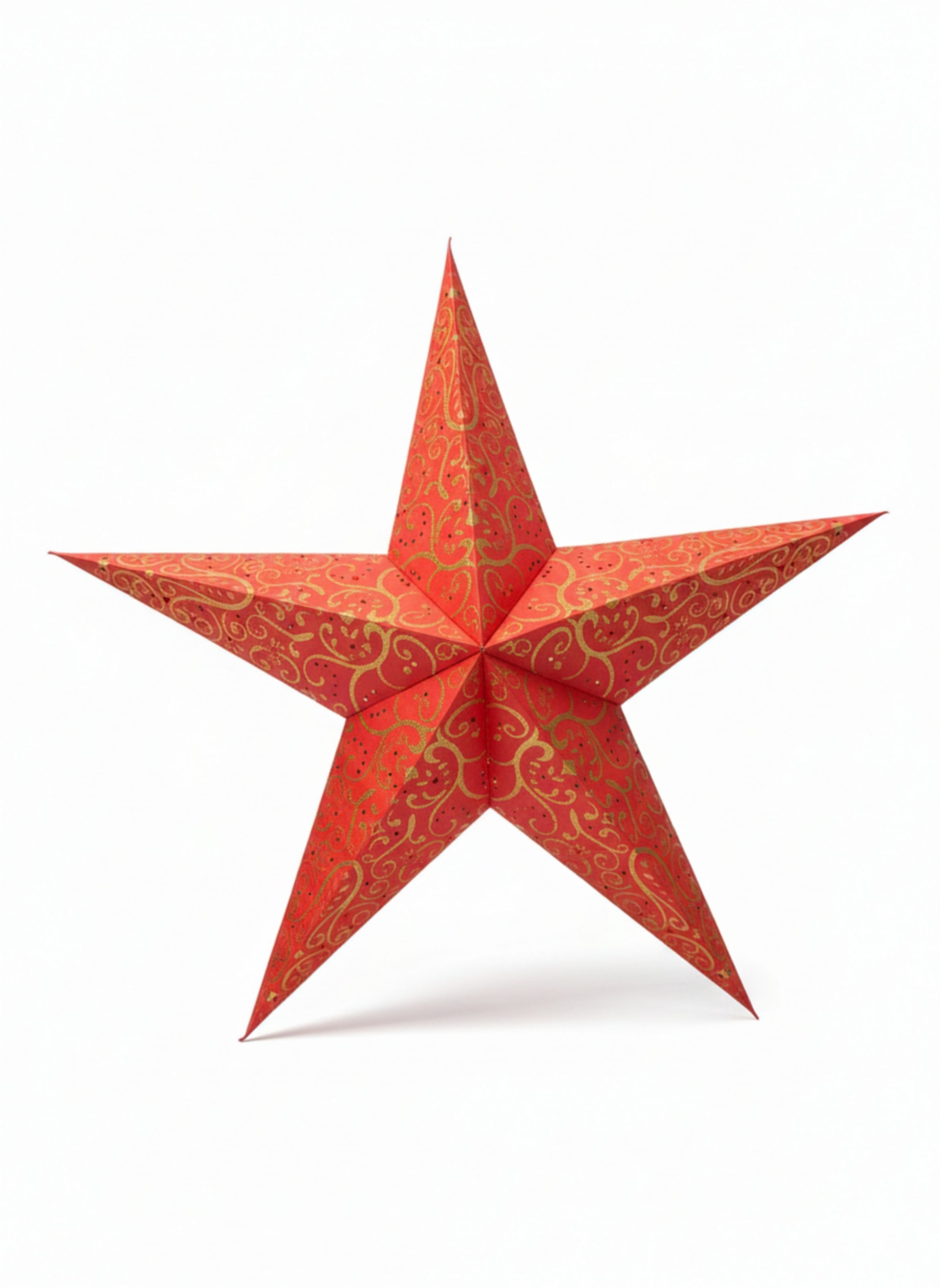 Premium Christmas Star Lantern Paper Hanging Decor with Gold Design Red Paper Hanging Lantern-image-21