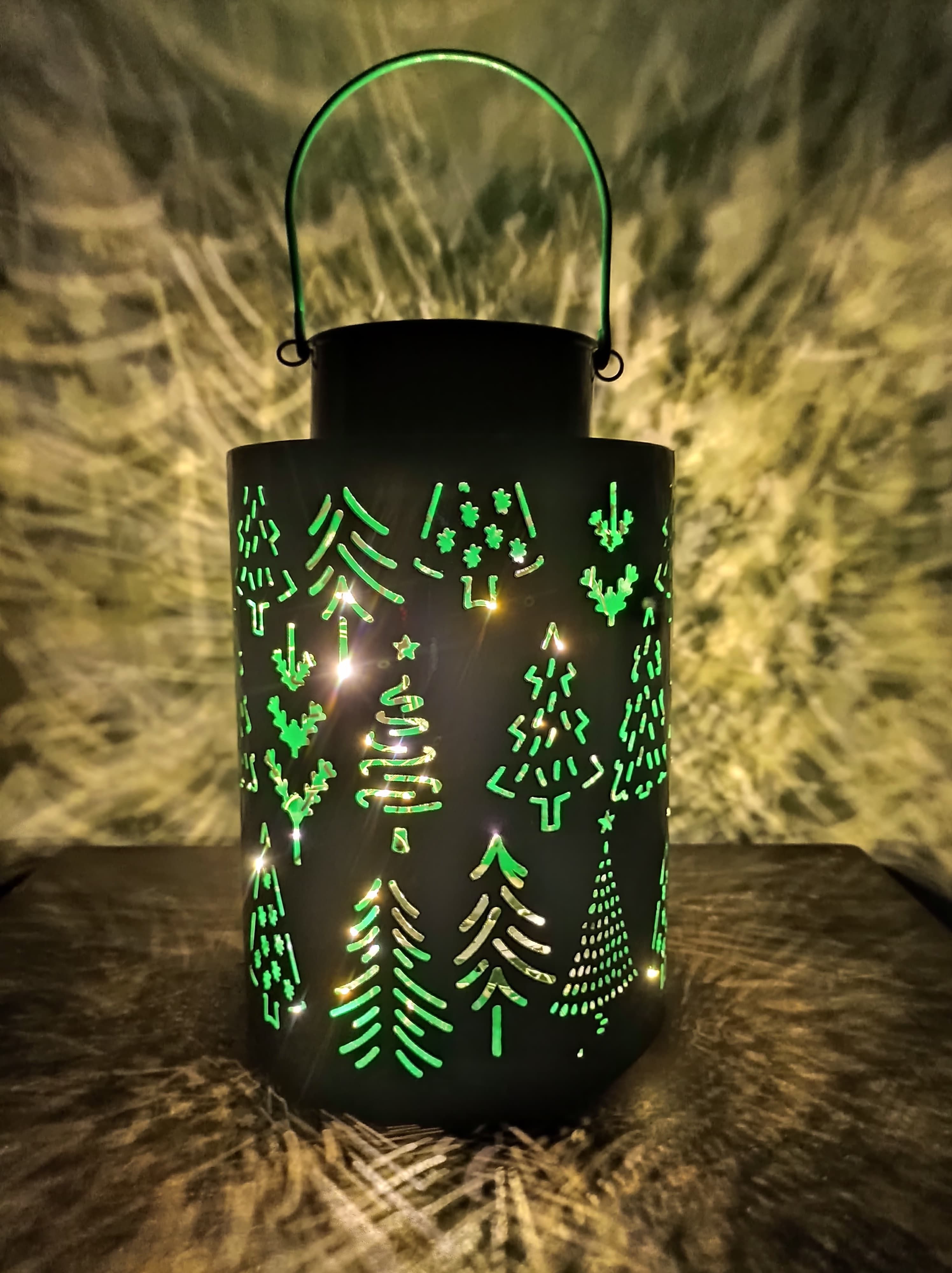 Christmas Spirit Lantern - Hand-Painted Holiday Design Green Cast Iron Hanging Lantern-image-15