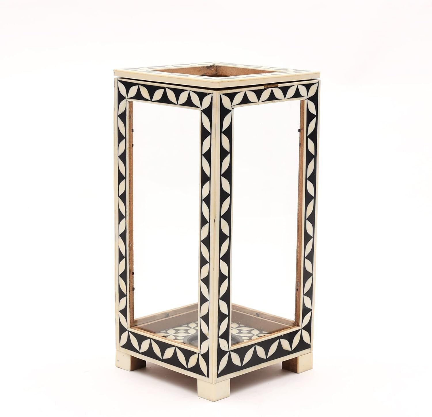 designer library Decorative Lantern (Black, Small) Multicolor Wooden Table Lantern-picture-33