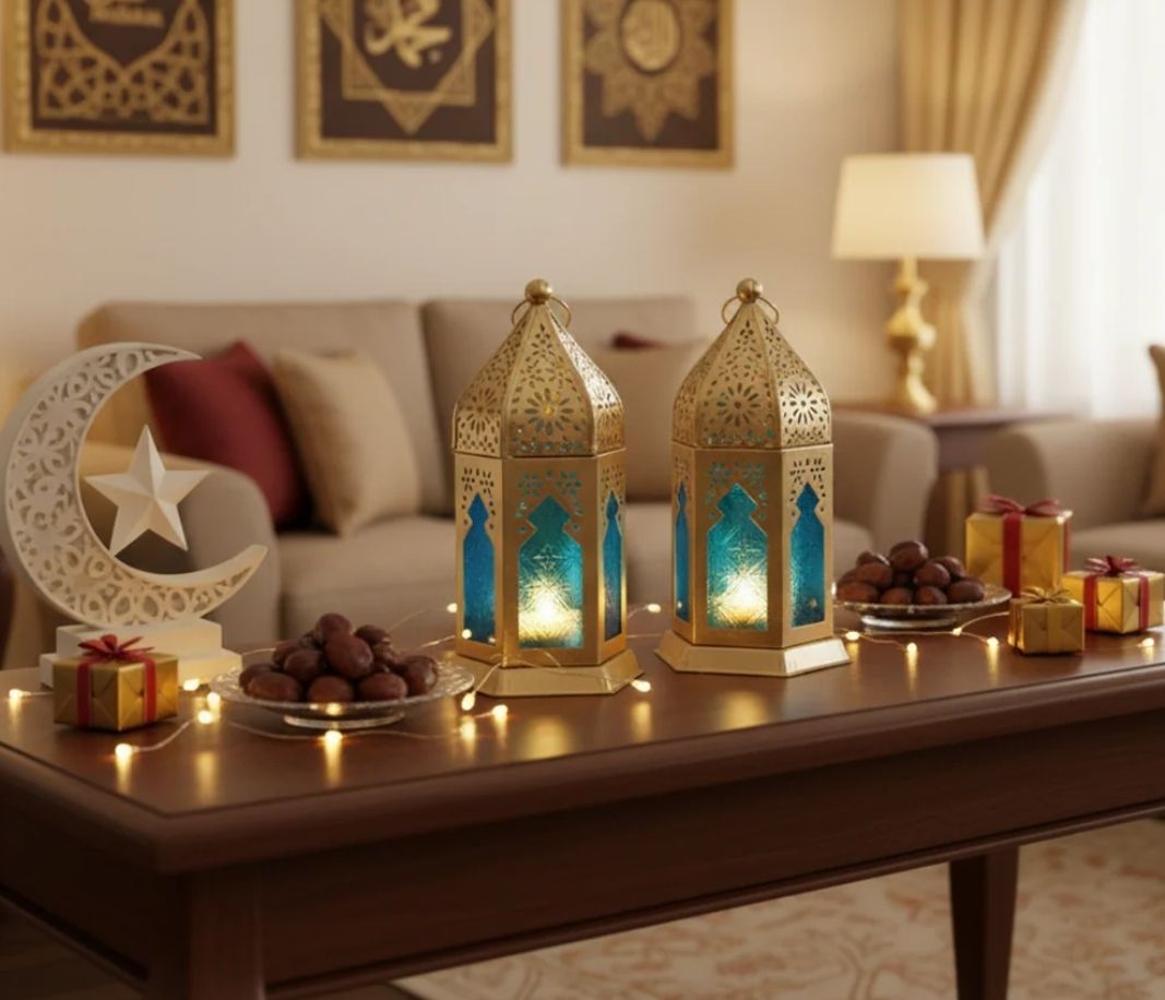 Gold, Blue Iron, Glass Table Lantern-image-23