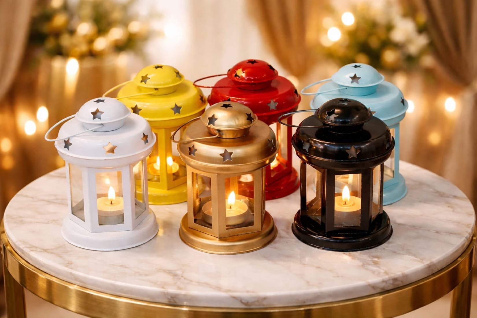 Multicolor Iron, Glass Hanging Lantern-image-8