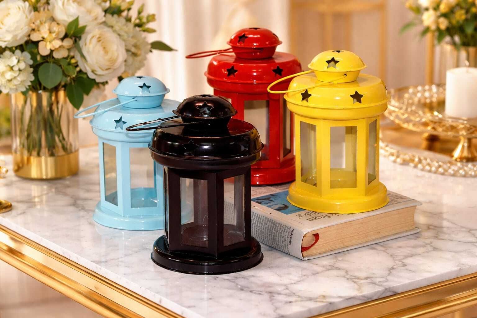 sanrti Blue, Black, Red, Yellow Metal Hanging Lantern-picture-21
