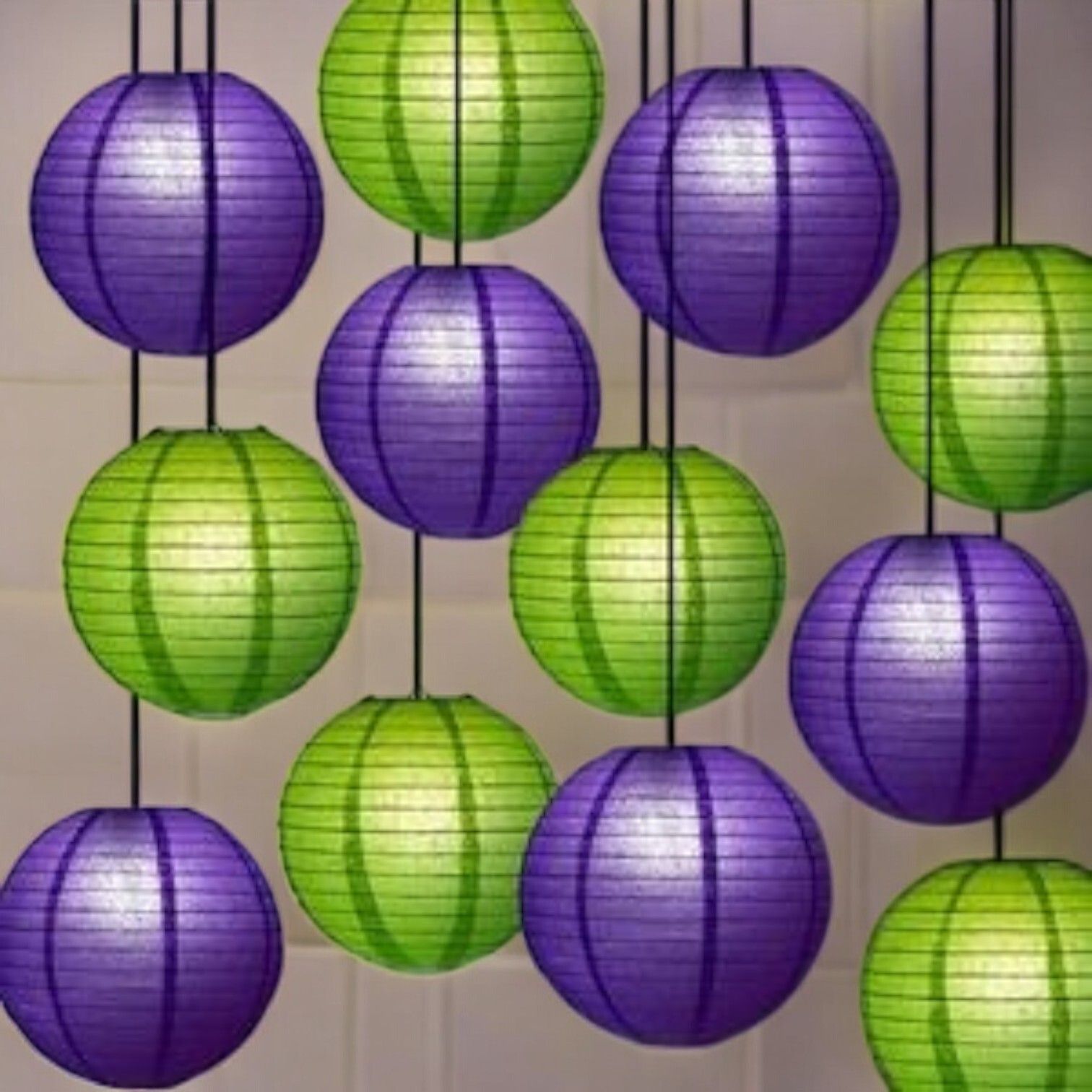 orama Purple, Green Paper Hanging Lantern-picture-26