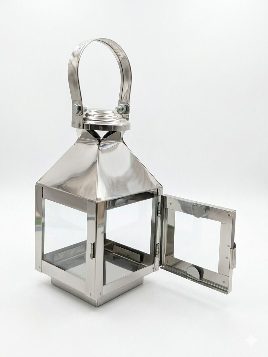 Classic Stainless Steel Akhand Diya Lantern Silver Stainless Steel Hanging Lantern-image-3