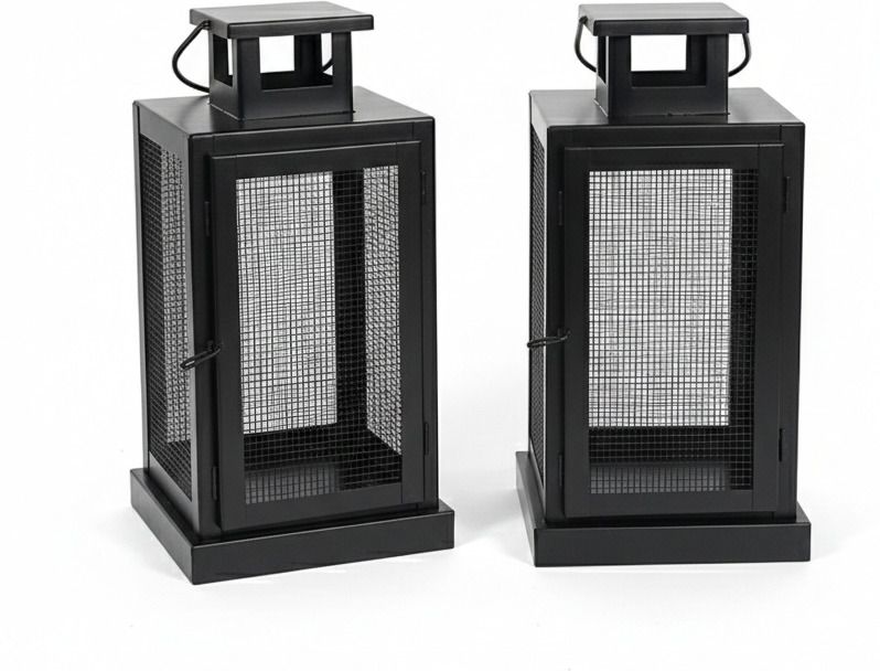 decorifyhub Elegant Tabletop Metal Lantern Candle Holder Black Iron Table Lantern-picture-27