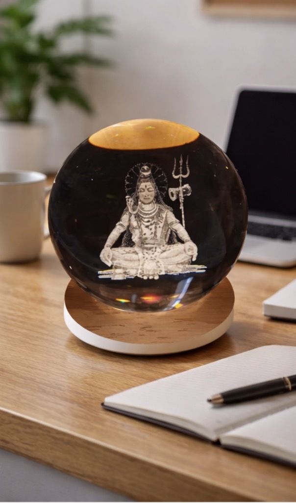3D Ball Multicolor Glass Table Lantern-image-7