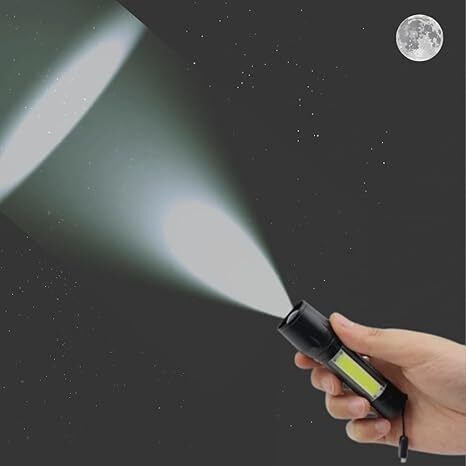 Portable LED XPE COB Flashlight USB Rechargeable 3 Modes Pen Clip Light Torch Black Plastic Hanging Lantern