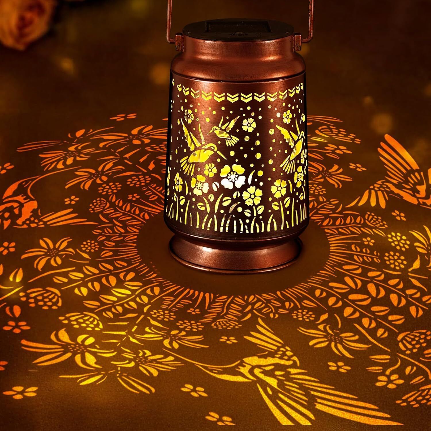 Solar Hanging Lantern Light Outdoor Waterproof Hummingbird Design LED Light Multicolor Metal Hanging Lantern-image-36