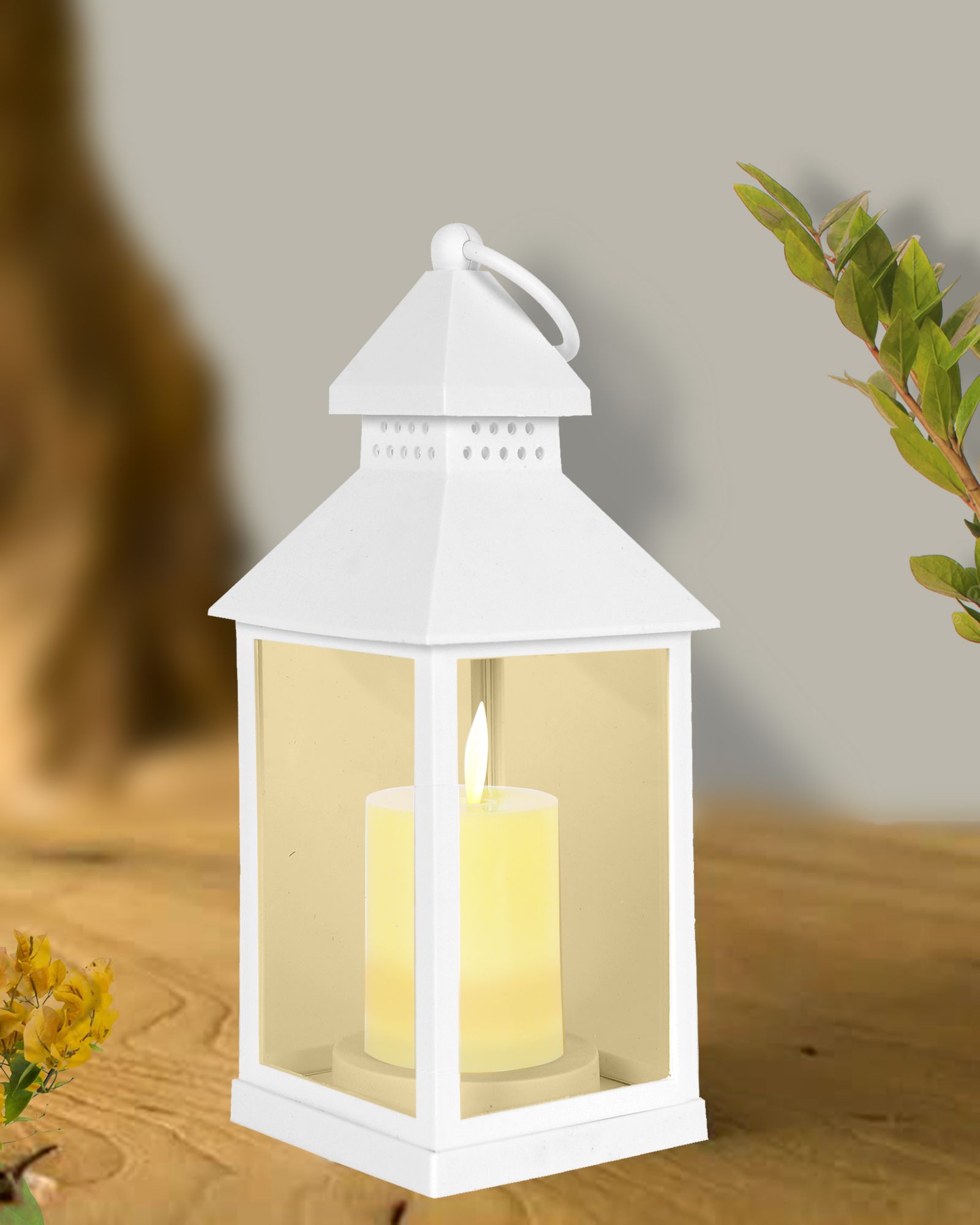 homesake Flameless Smokeless Antique LED Lamp Wall Hanging Home, Diwali Decor White White Plastic Table Lantern-picture-19