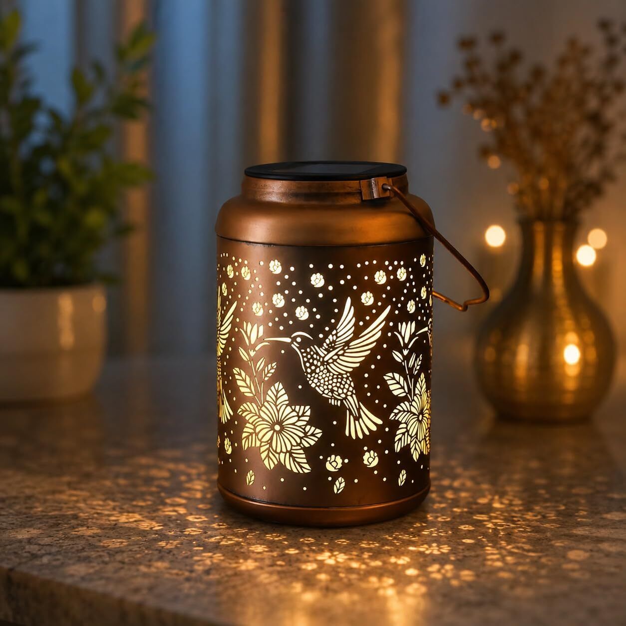 Hummingbird Solar Lights for Outdoor Hanging, IP65 Bird Decorative LED Lights Brown Plastic Hanging Lantern-image-26