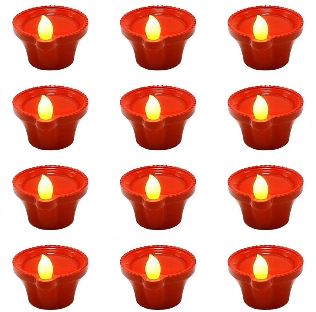 Pack of 2 Water Sensor Light Diya for Home Decoration Diwali Purpose. Multicolor Plastic Table Lantern-image-38