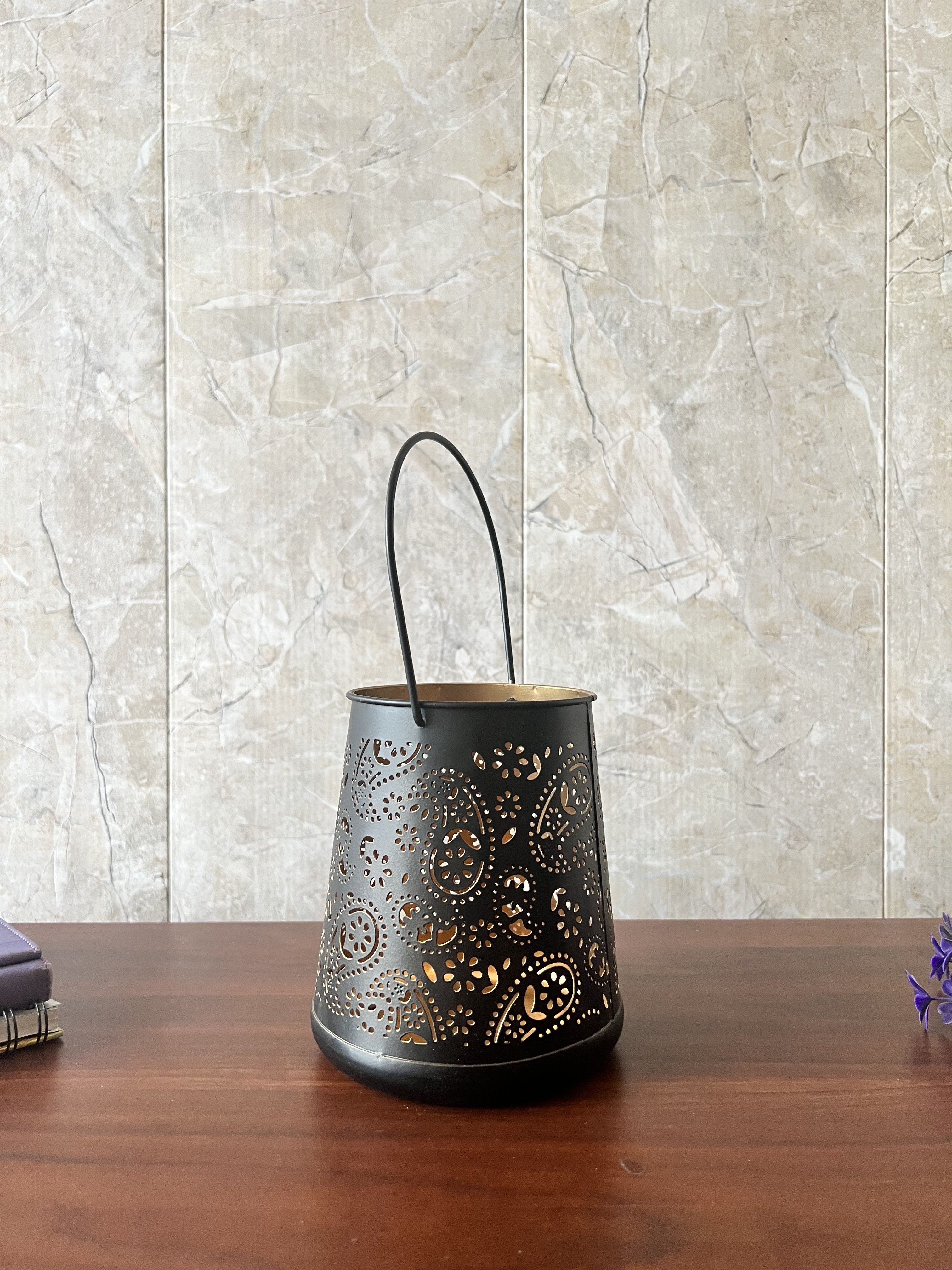 Traditional Tea Light Lantern for Home, Balcony , Office Black Iron Hanging Lantern-image-32