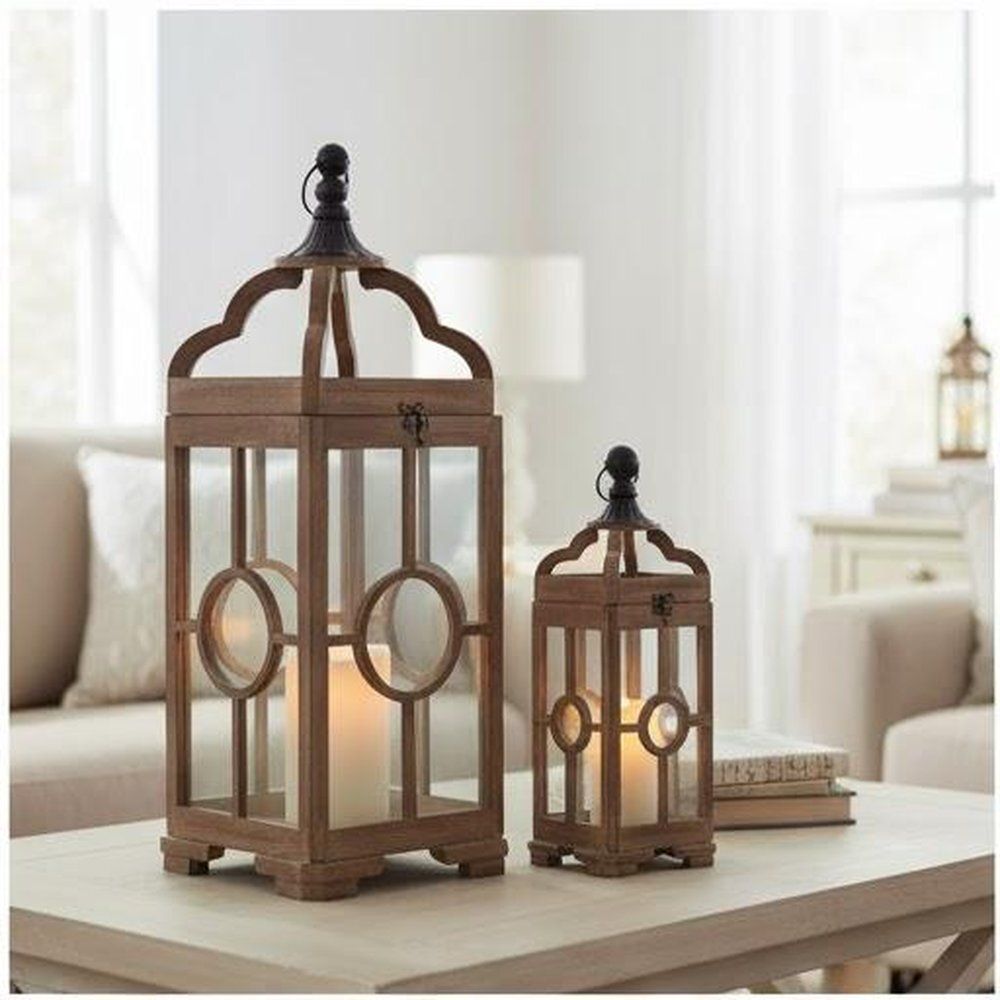 desihandicraft Embellish your home with this stunning Open Wooden Lantern. Brown Wooden Hanging Lantern-picture-21