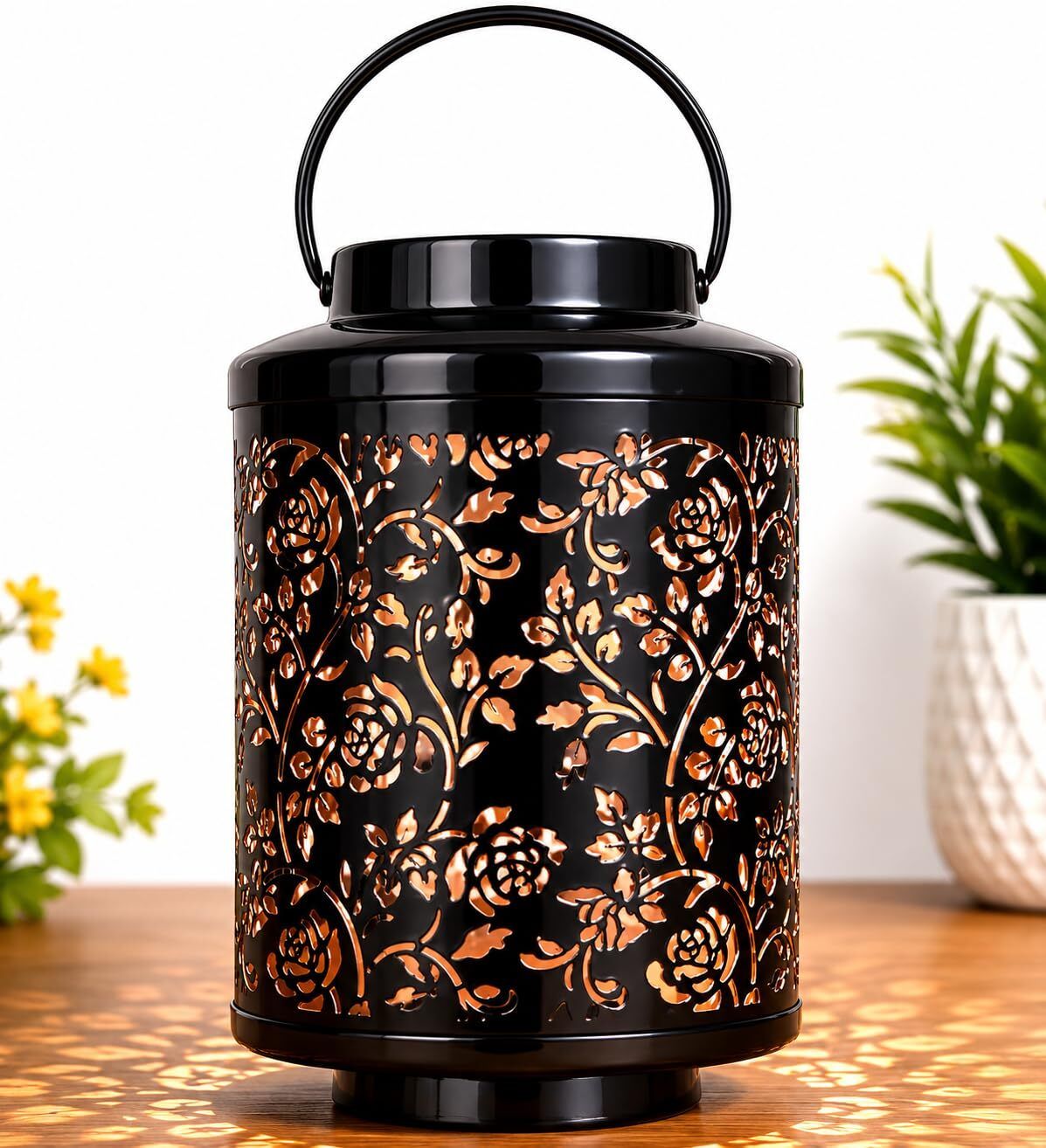 an handicrafts Candle Holder Metal Decorative Lantern for Home Décor, Living Room, Bedroom Black Metal Table Lantern-picture-25