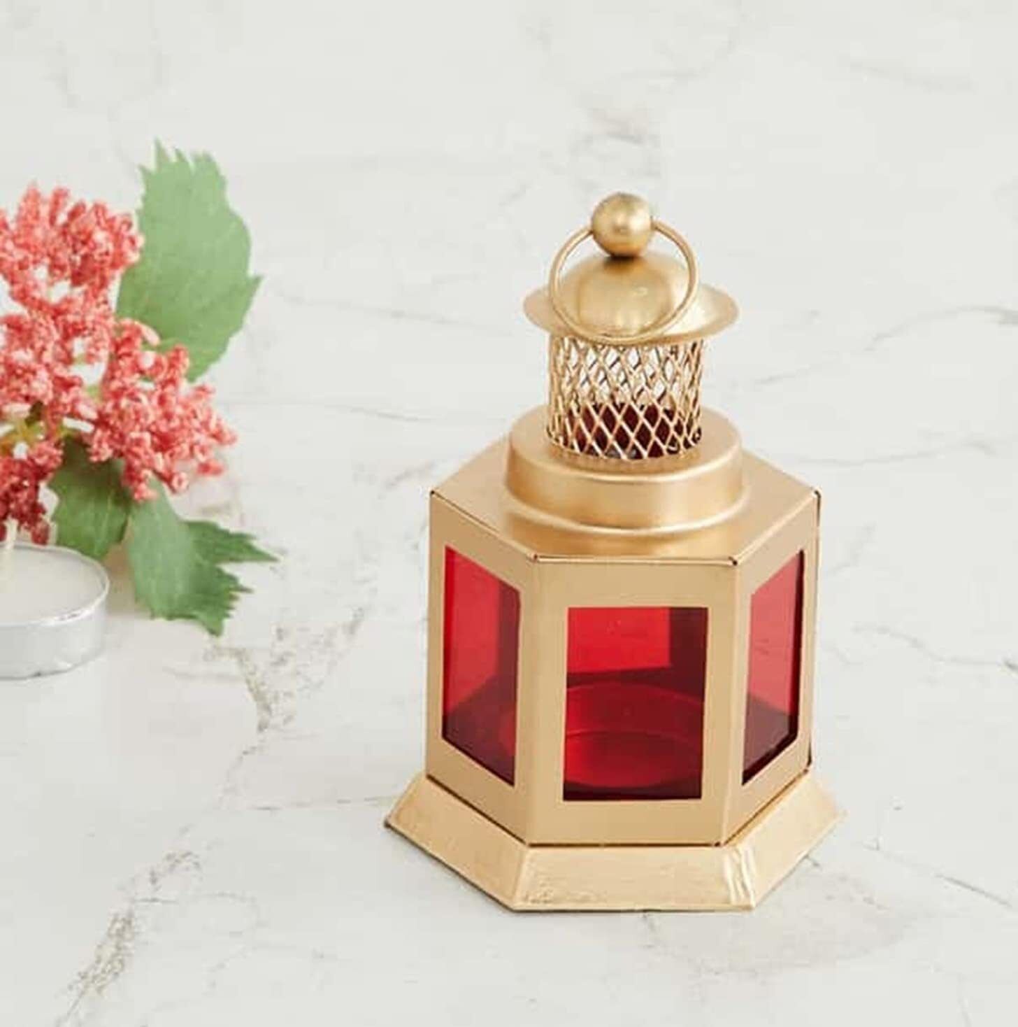 Inufu Metal Hanging Golden Tealight Lantern Gold Metal Hanging Lantern-picture-30
