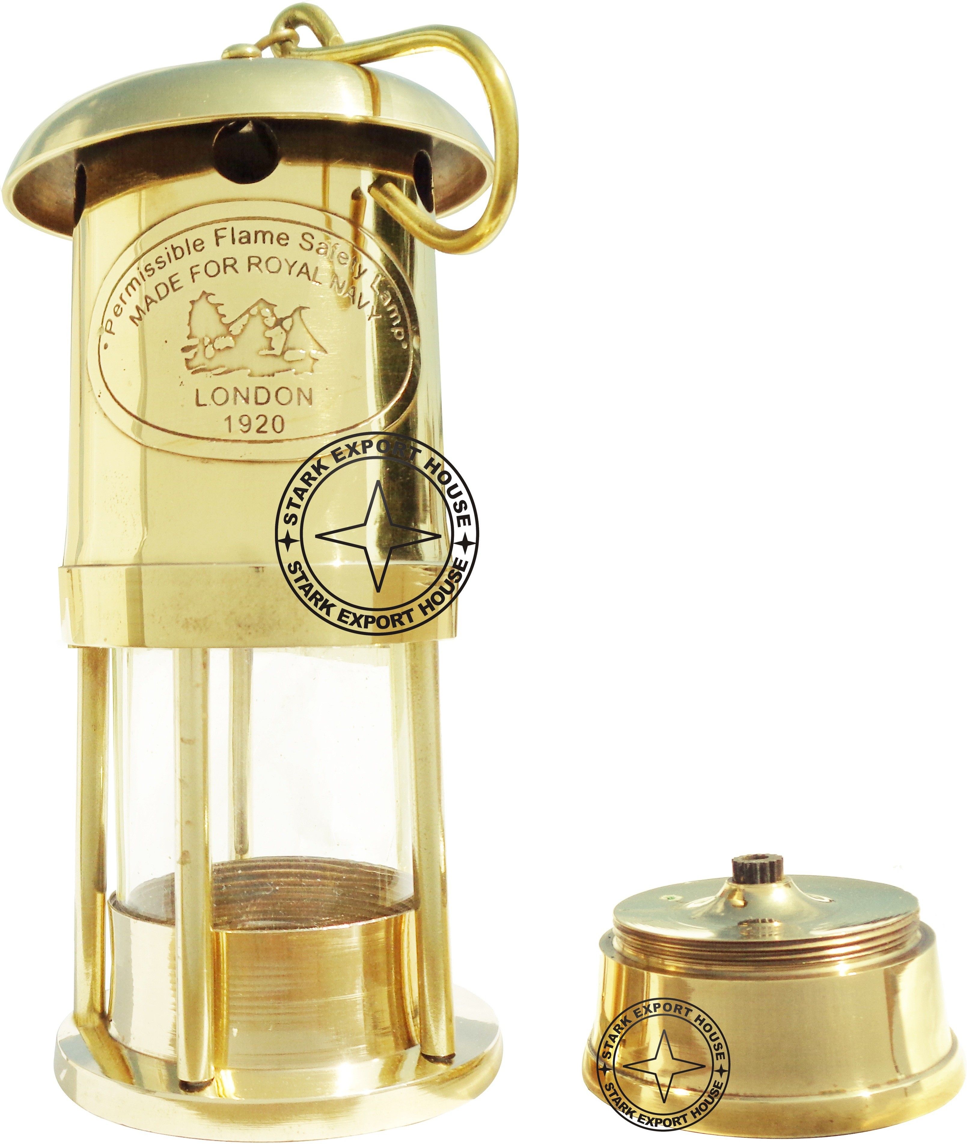 stark export house Brass Lantern Glass Oil Lamp (7 inch) Gold Brass, Glass Table Lantern-picture-13