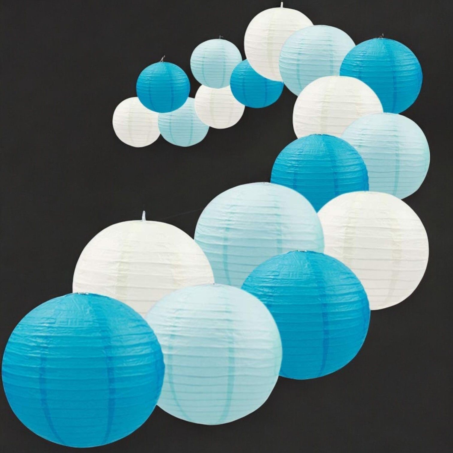 orama Blue, White Paper Hanging Lantern-picture-30